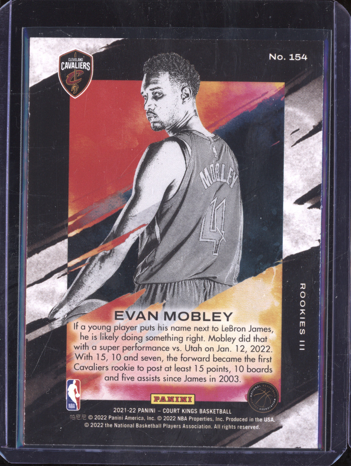 Evan Mobley 2021-22 Panini Court Kings 154 Rookies III RC