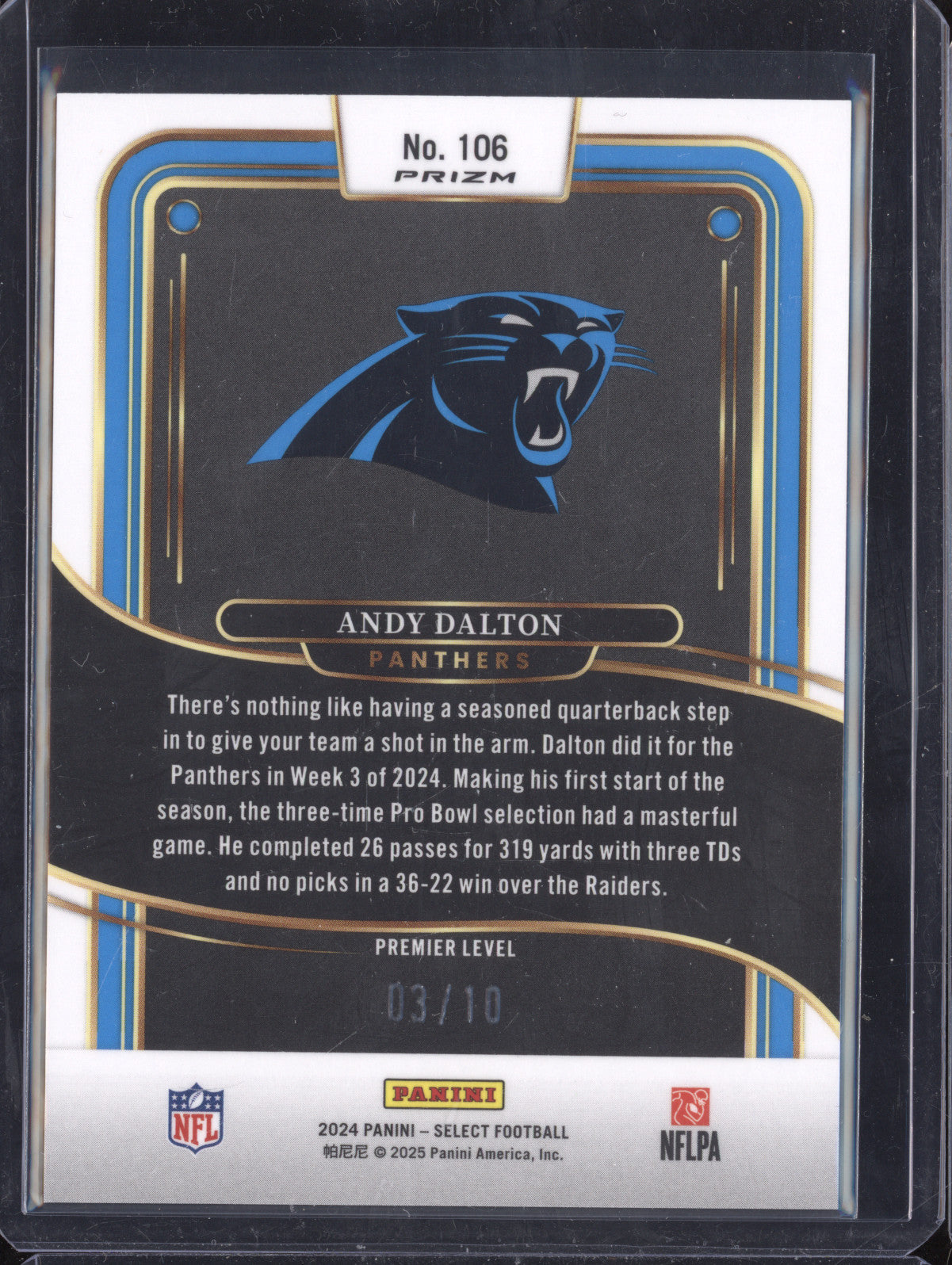 Andy Dalton 2024 Panini Select 106 Gold Disco 3/10