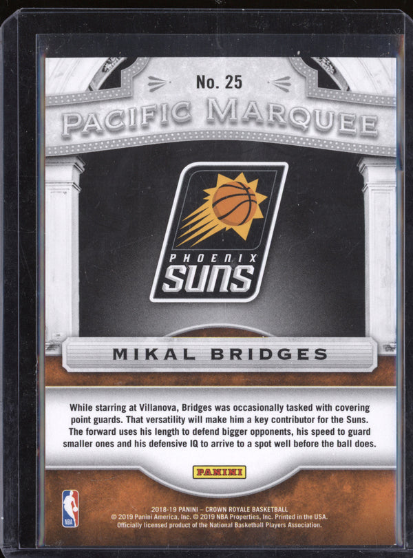 Mikal Bridges 2018-19 Panini Crown Royale 25 Pacific Marquee RC