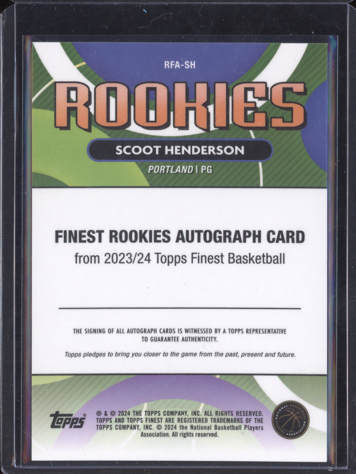 Scoot Henderson 2023-24 Topps Finest RFA-SH Rookie Finest Auto RC