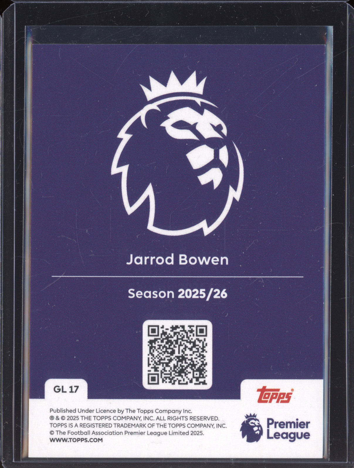 Jarrod Bowen 2025-26 Topps Premier League GL 17 Gold Lion
