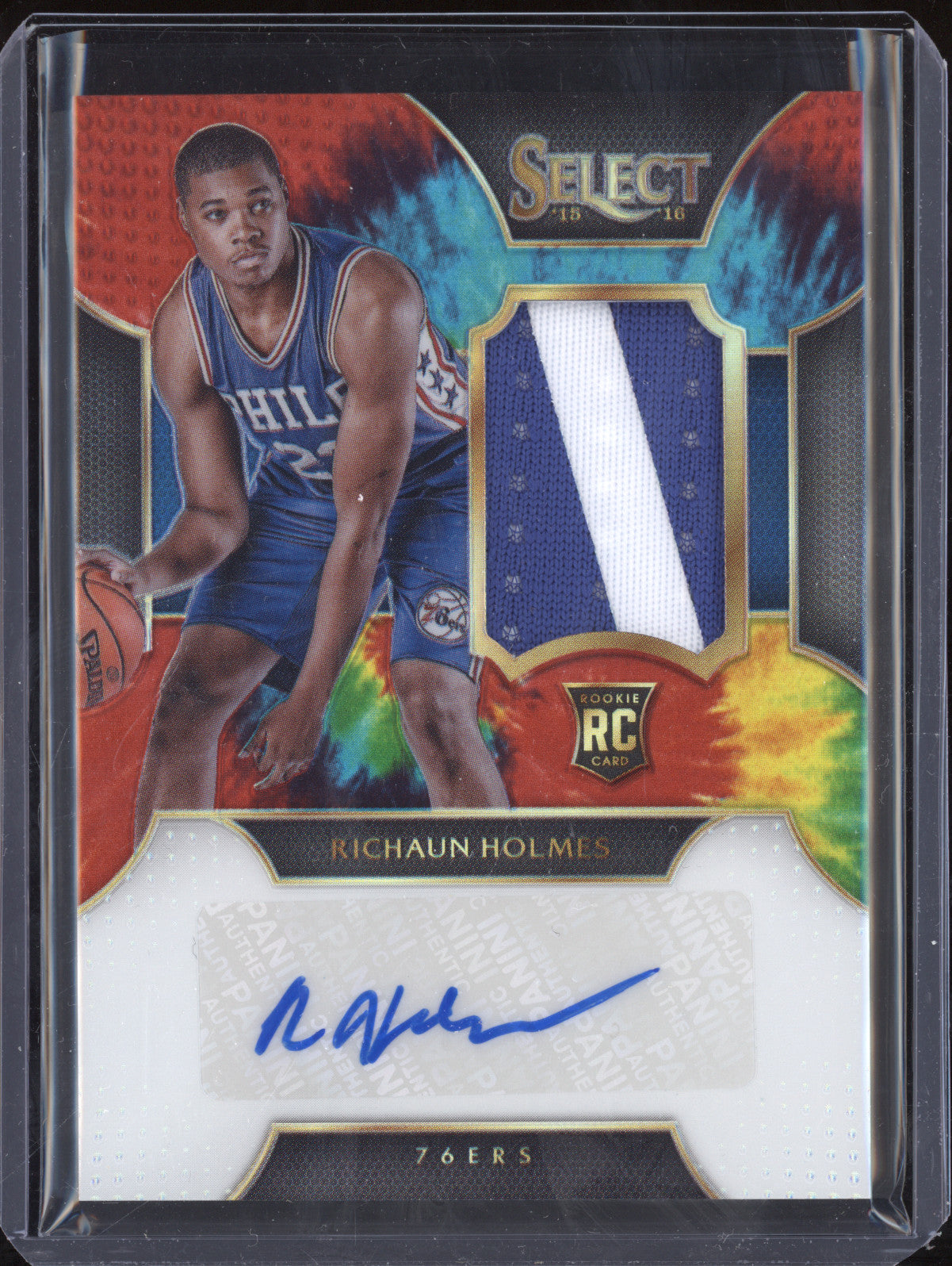 Richaun Holmes 2015-16 Panini Select RA-RHM Rookie Auto Materials Tie-Dye RC /25