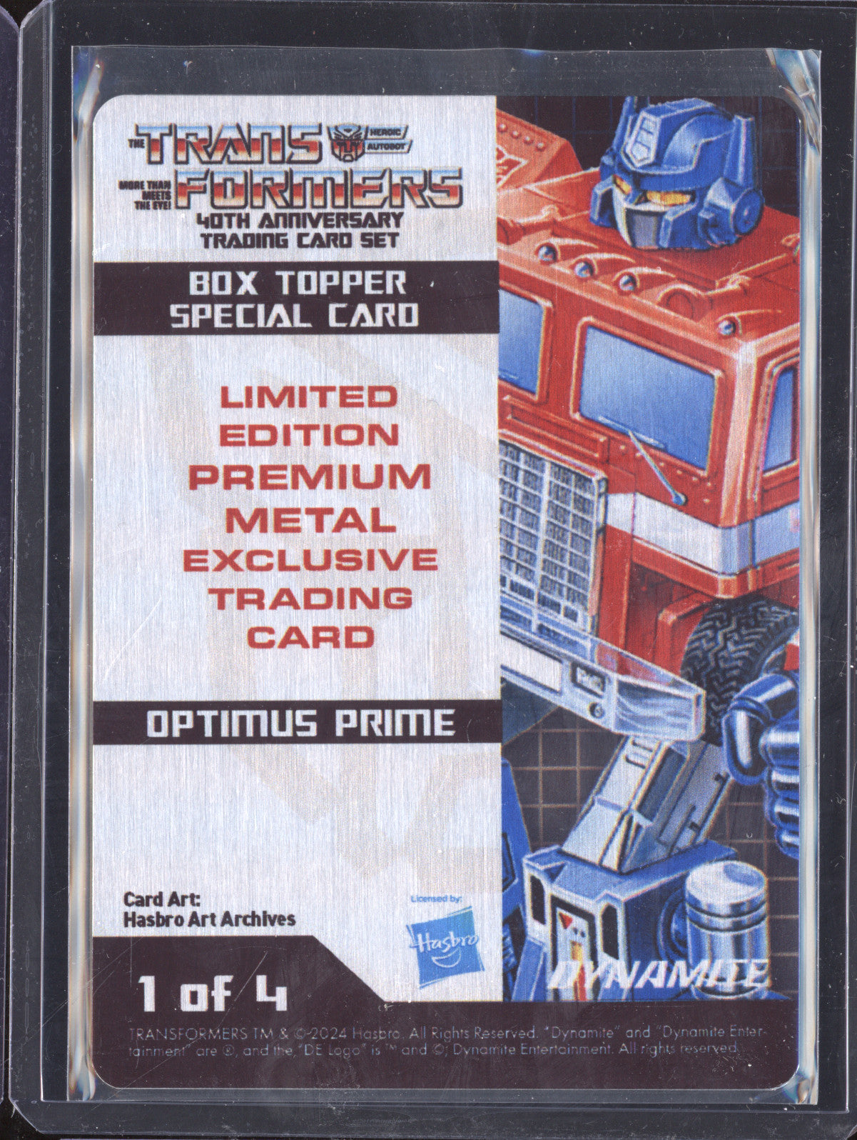 Optimus Prime 2024 Transformers 40th Anniversary 1 Metal Art Card