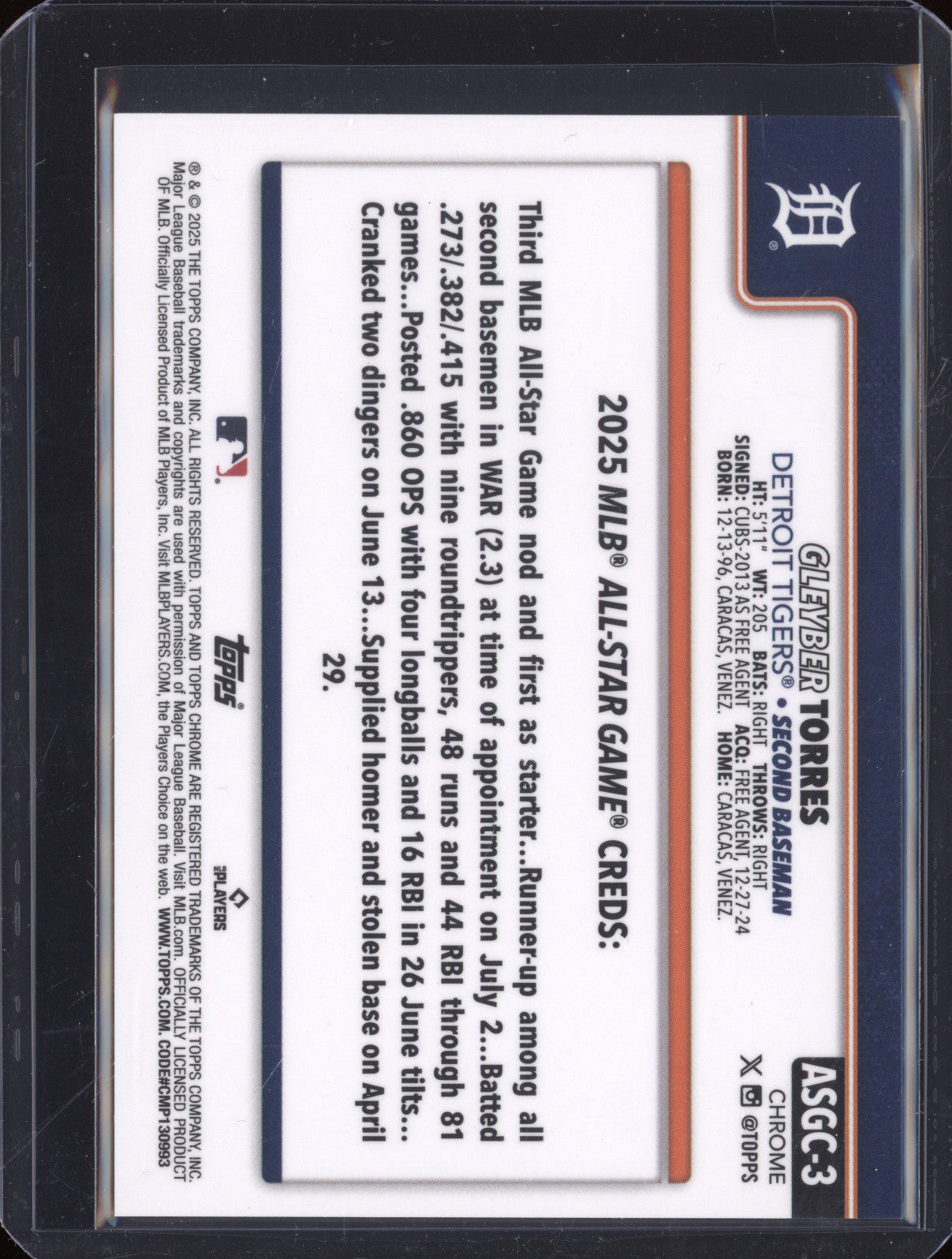 Gleyber Torres 2025 Topps Chrome Update ASGC-3 Orange Refractor /25