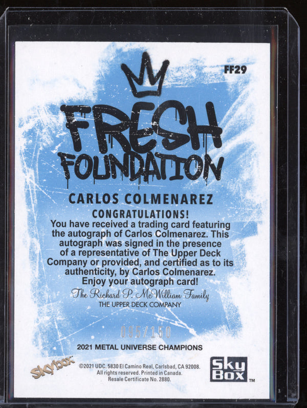 Carlos Colmenarez 2021 Skybox Metal Universe FF29 Fresh Foundation Auto 95/150