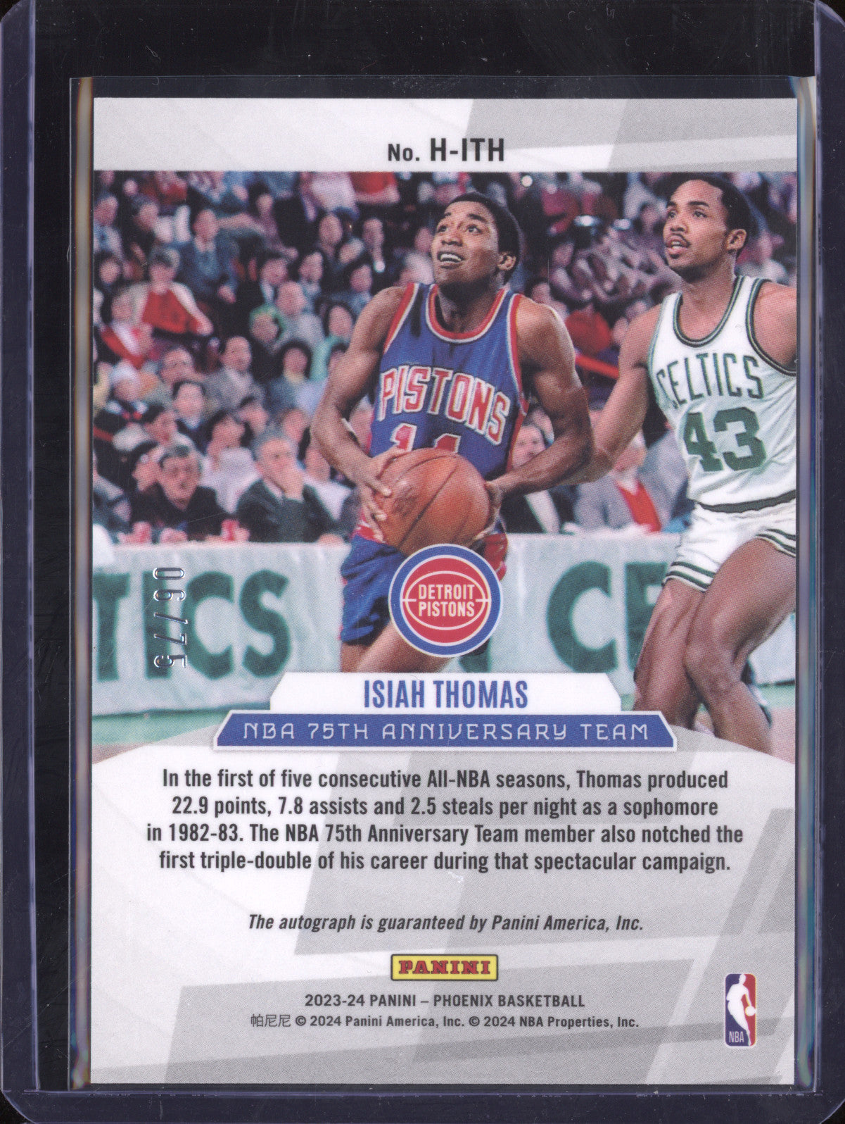 Isiah Thomas 2023-24 Panini Phoenix H-ITH Honored Purple Auto 6/75