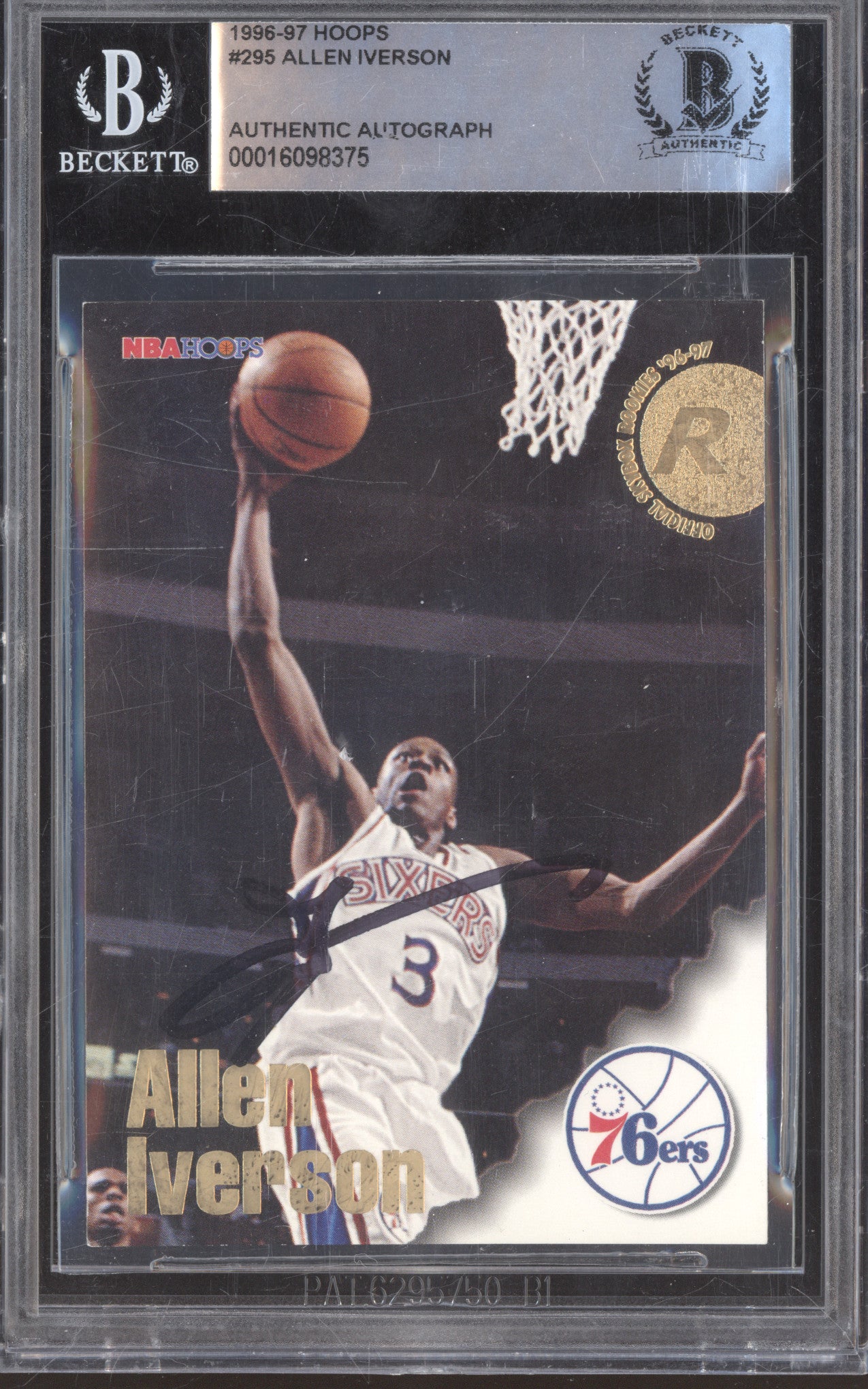 1996 NBA Hoops 295 Allen Iverson Authentic Autograph BGS Auth