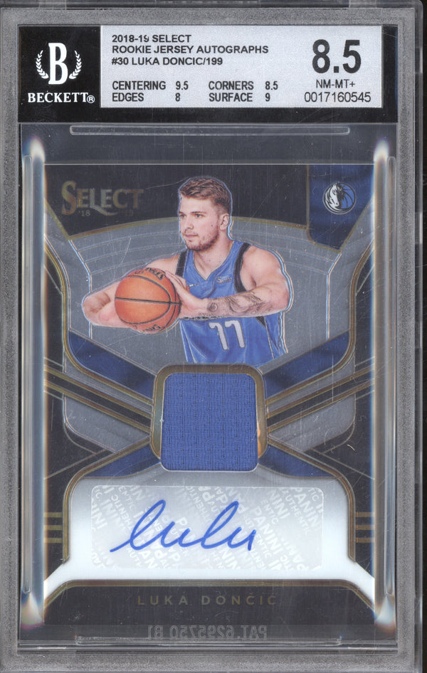 Luka Doncic 2018-19 Panini Select RJA-LDC Rookie Jersey Auto RC /199 BGS 8.5/10