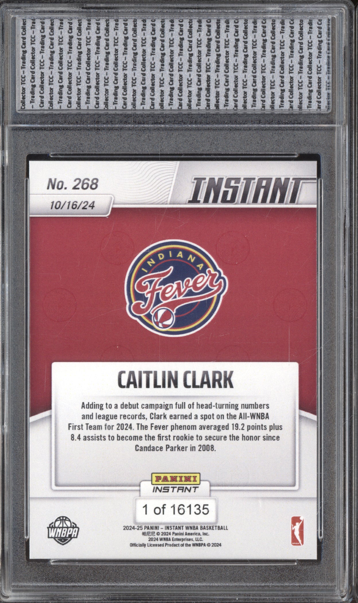 2024 Panini Instant 268 Caitlin Clark RC TCC 10