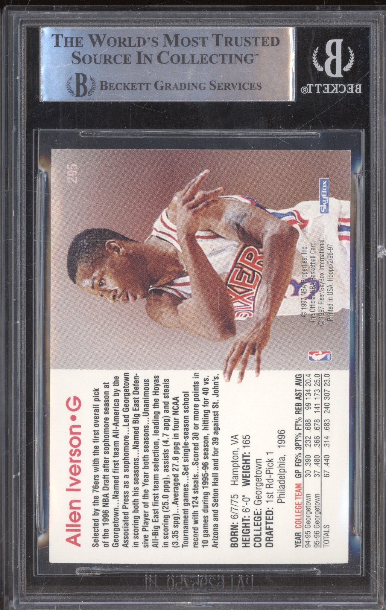 1996 NBA Hoops 295 Allen Iverson Authentic Autograph BGS Auth