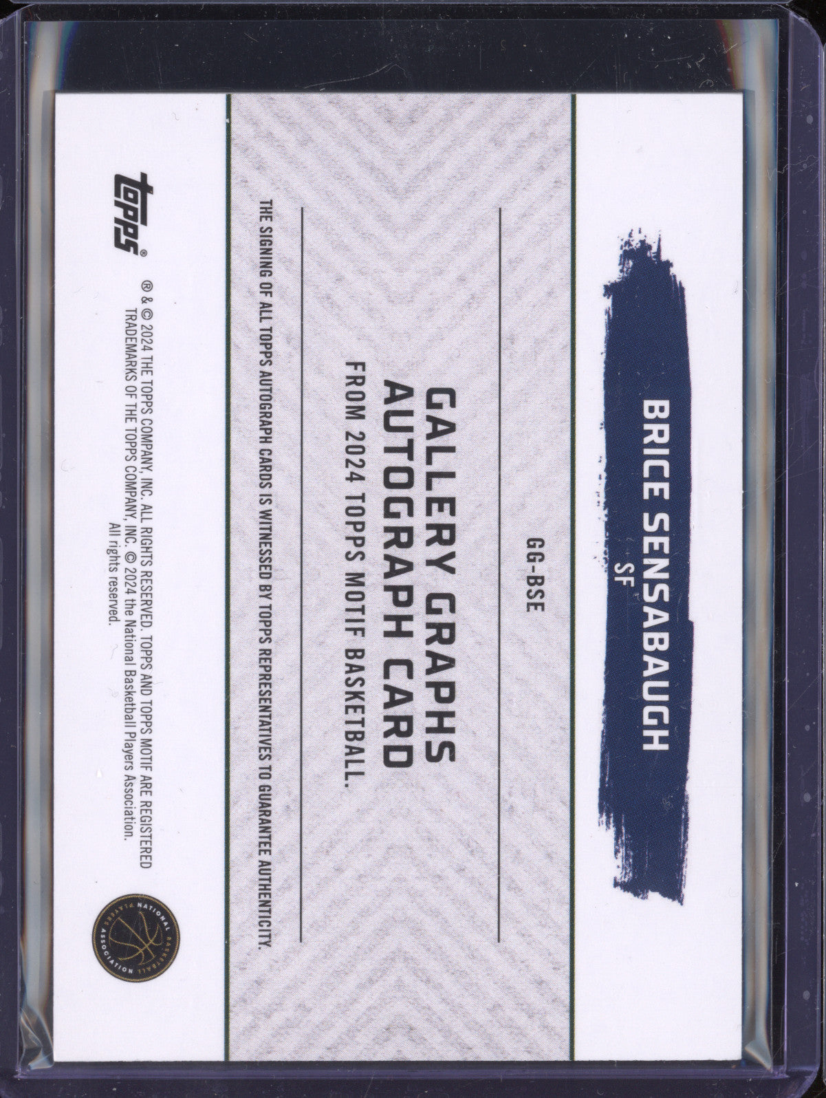 Brice Sensabaugh 2023-24 Topps Motif GG-BSE Gallery Graphs Cadmium Orange RC /25