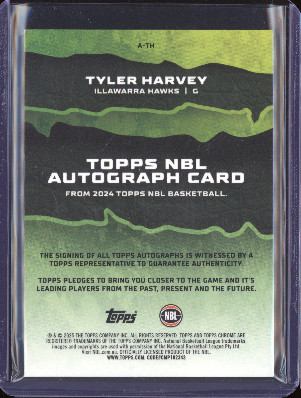 Tyler Harvey 2024 Topps Chrome NBL A-TH Autograph
