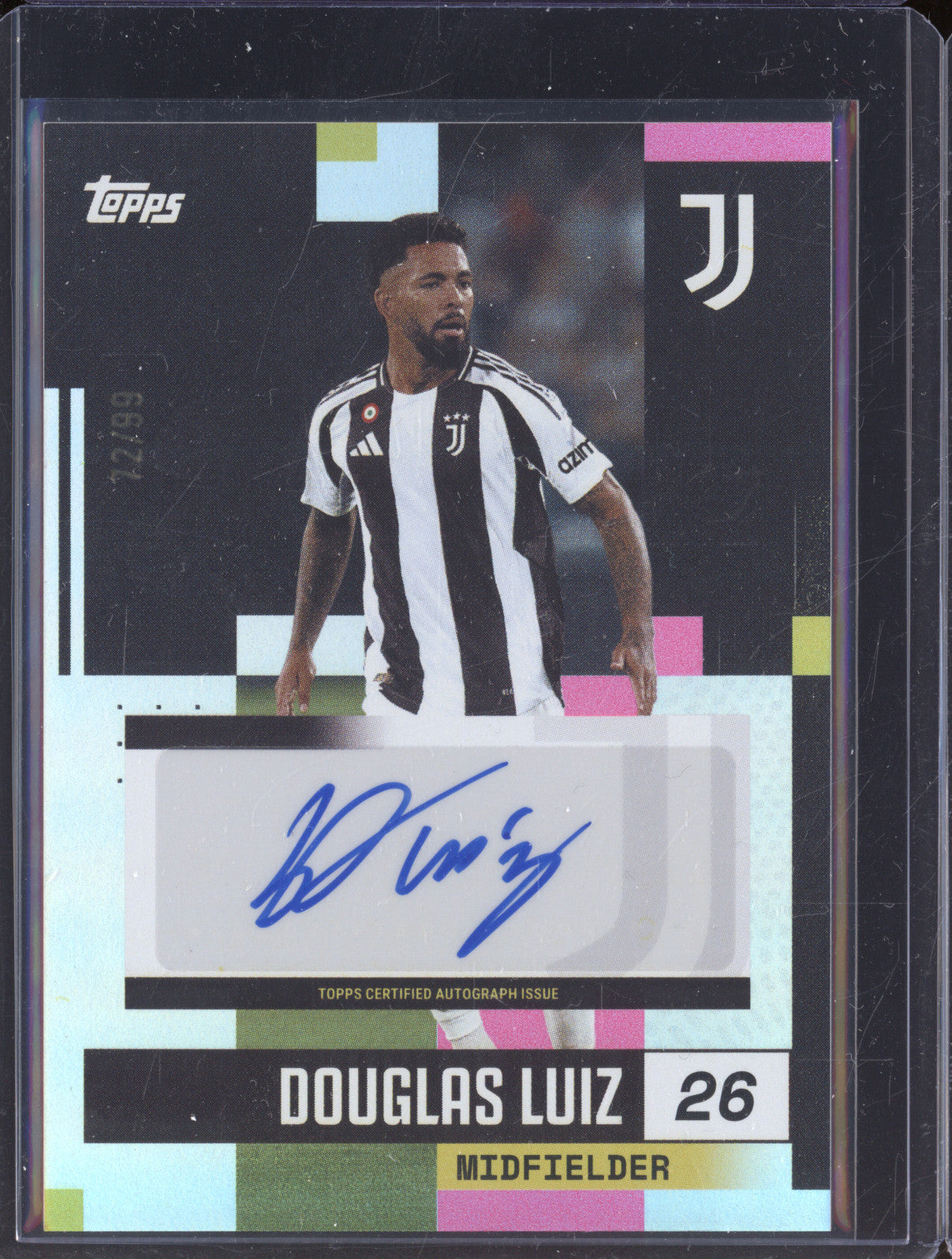 Douglas Luiz 2024-25 Topps Team Set Juventus FC BA-DL Autograph Pink 72/99