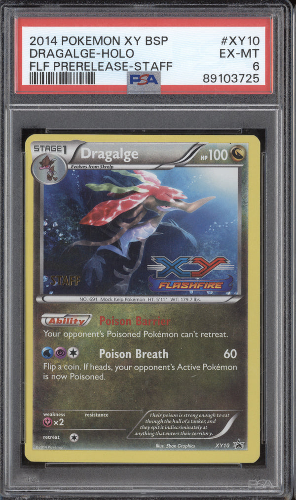 Dragalge Holo 2014 Pokemon XY XY10 Flashfire Prerelease Staff Promo PSA 6