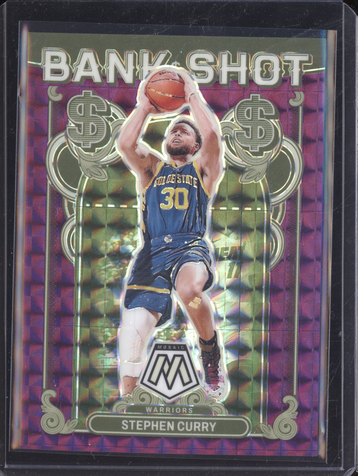 Stephen Curry 2023-24 Panini Mosaic 4 Bank Shot Purple 58/99