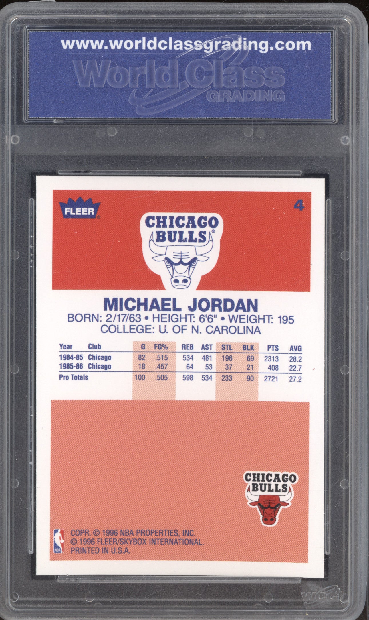1996-97 Fleer Decade of Excellence 4 Michael Jordan WCG 10