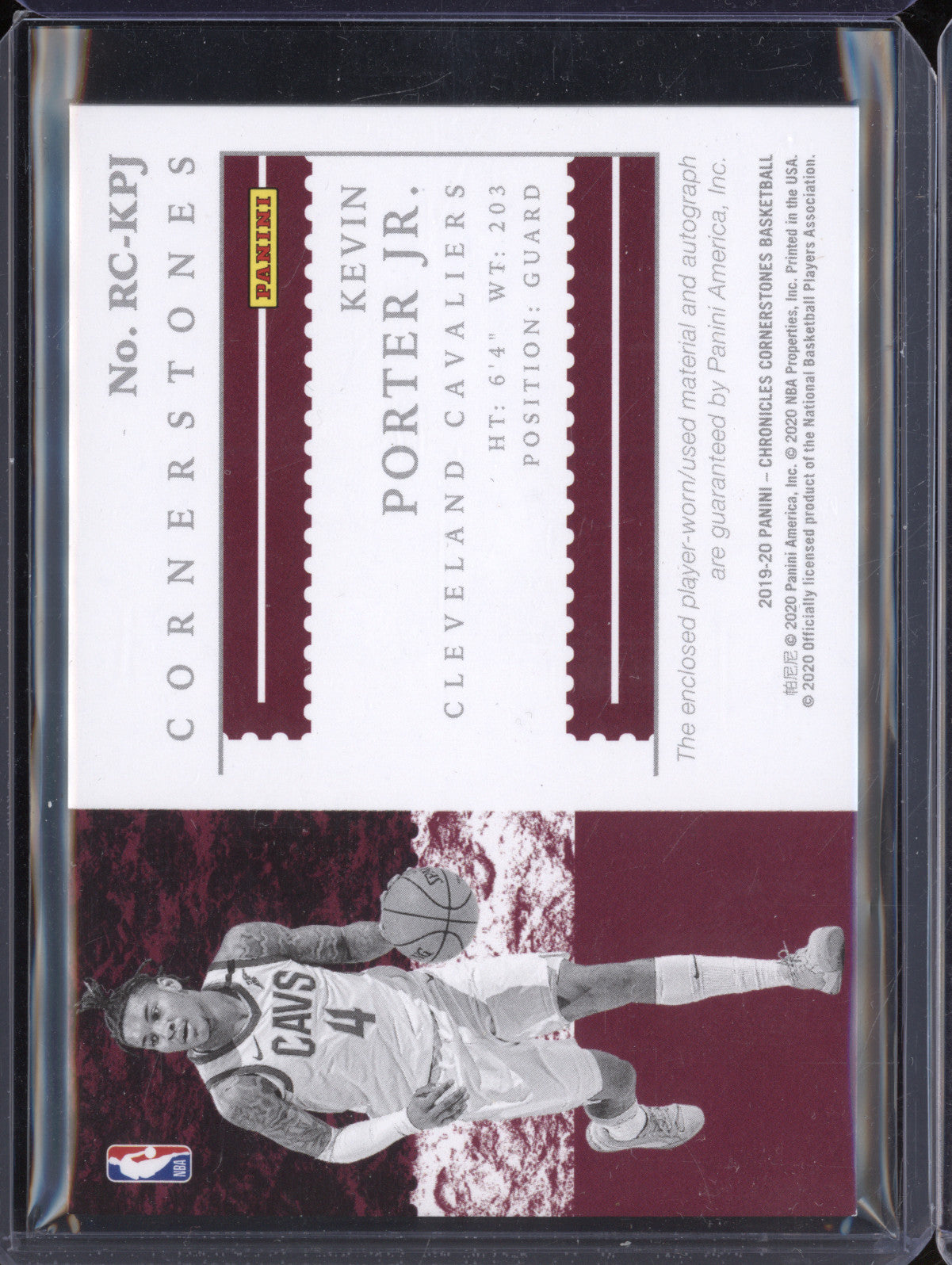 Kevin Porter Jr 2019 Panini Chronicles RC-KPJ Cornerstones Auto Red Obsidian RC