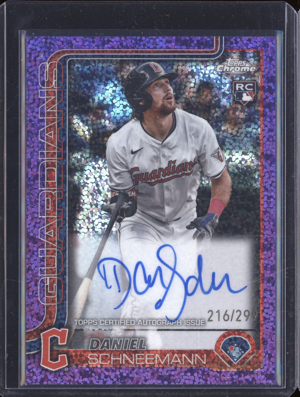 Daniel Schneemann 2025 Topps Chrome RA-DS Purple Speckle Auto RC 216/299