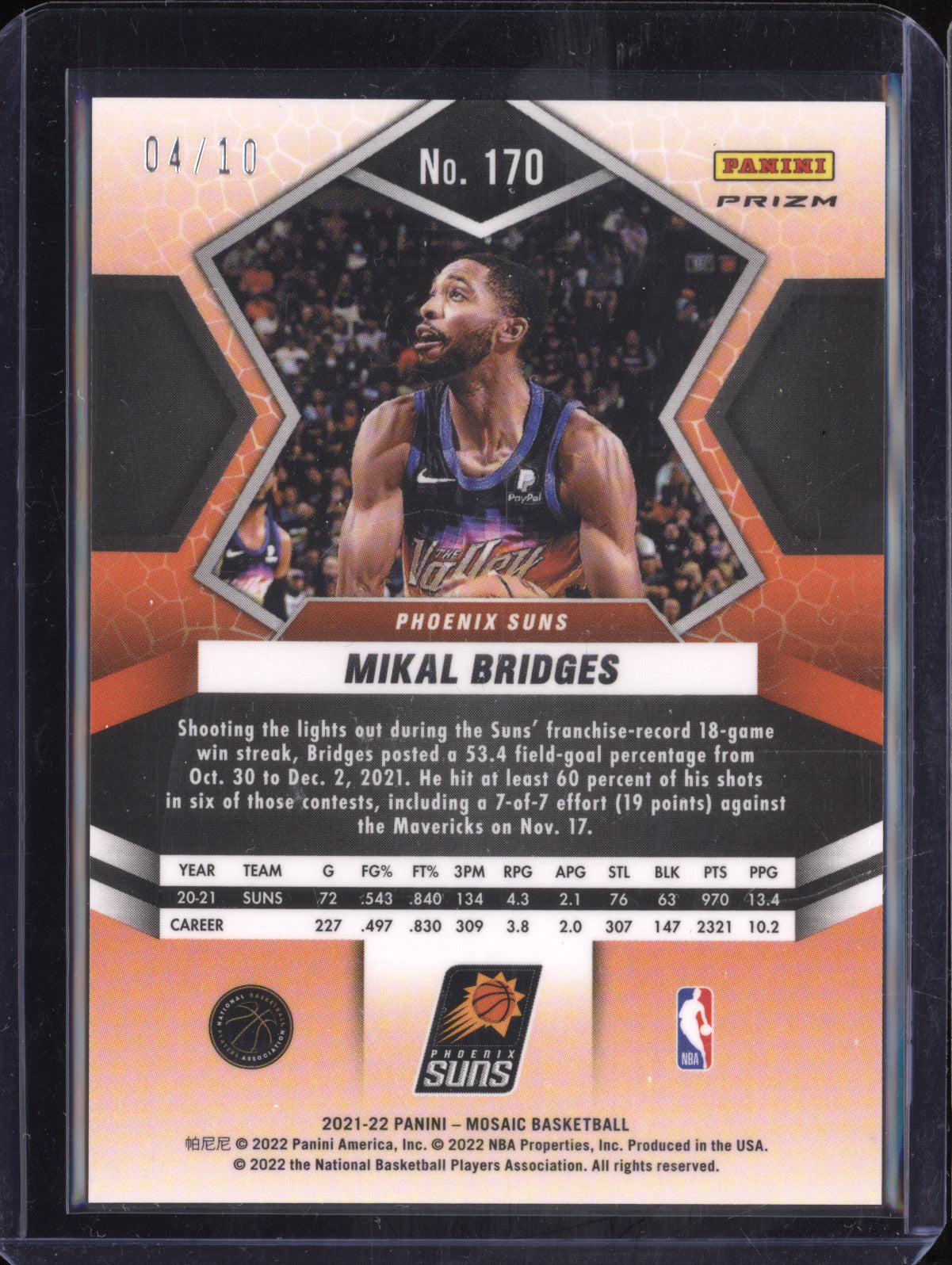 Mikal Bridges 2021-22 Panini Mosaic 170 Gold Breakaway 4/10