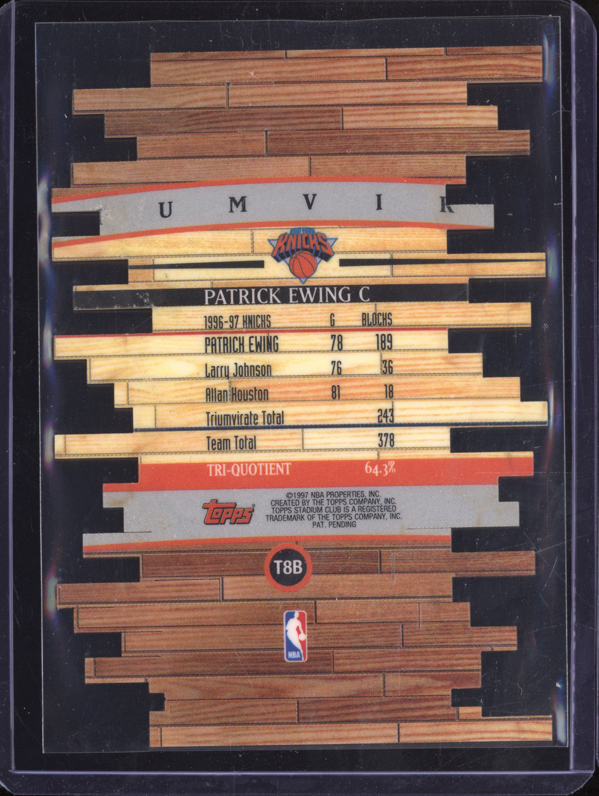 Patrick Ewing 1997-98 Topps Stadium Club Triumvirate T8B