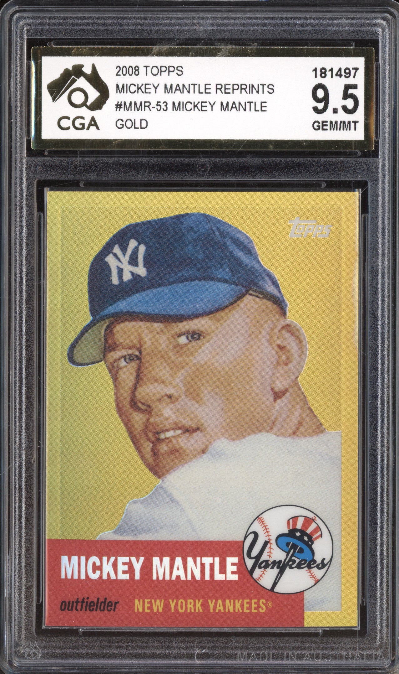 2008 Topps Mickey Mantle Reprints MMR-53 Mickey Mantle Gold CGA 9.5