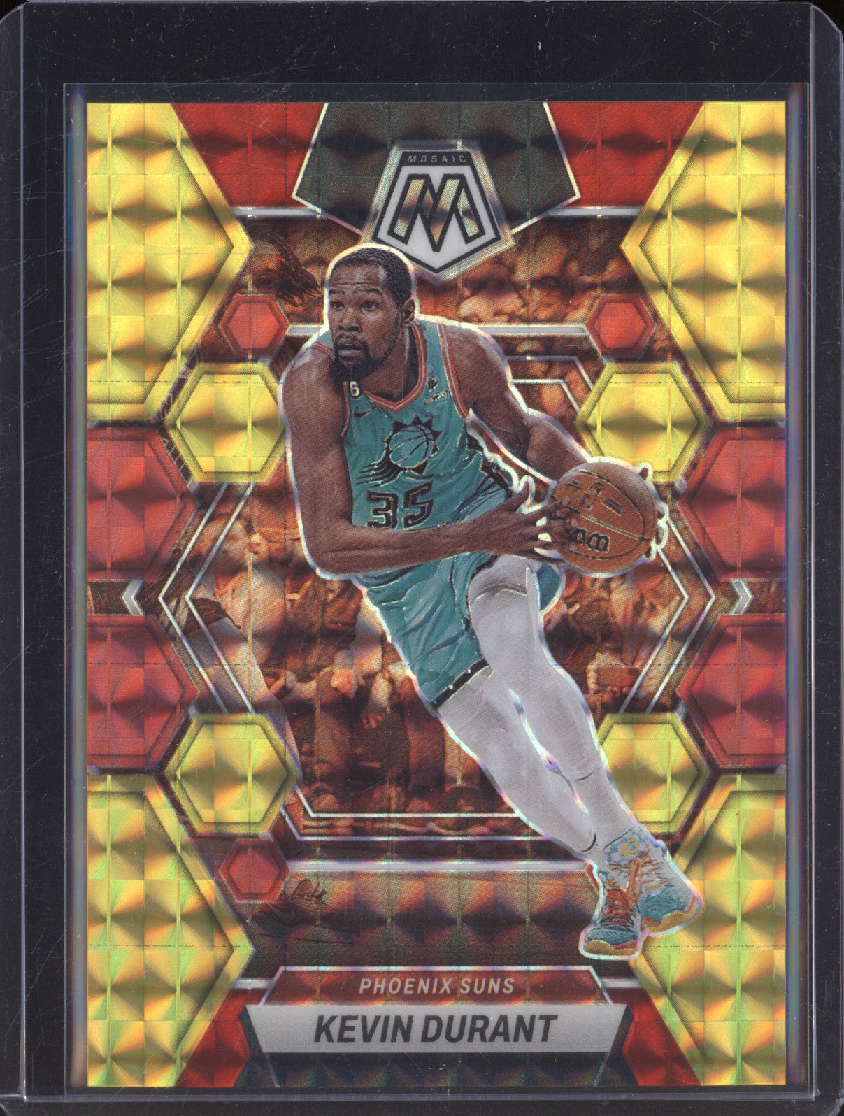 Kevin Durant 2022-23 Panini Mosaic 126 Red Yellow Fusion 35/88