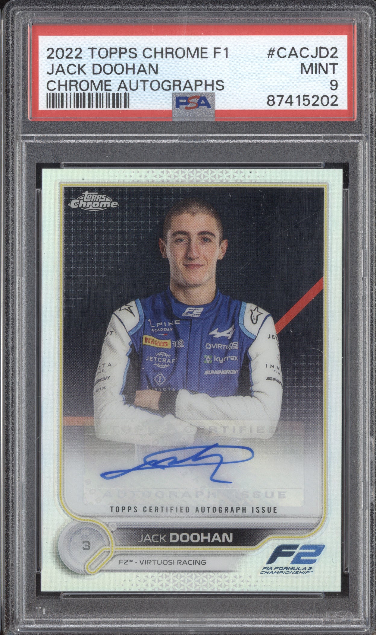 Jack Doohan 2022 Topps Chrome CAC-JD2 Autograph PSA 9