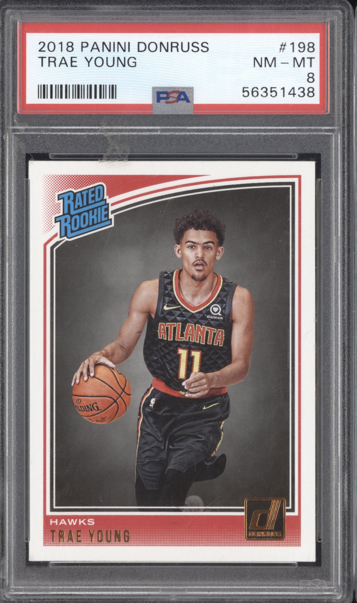 Trae Young 2018-19 Panini Donruss 198 RC PSA 8