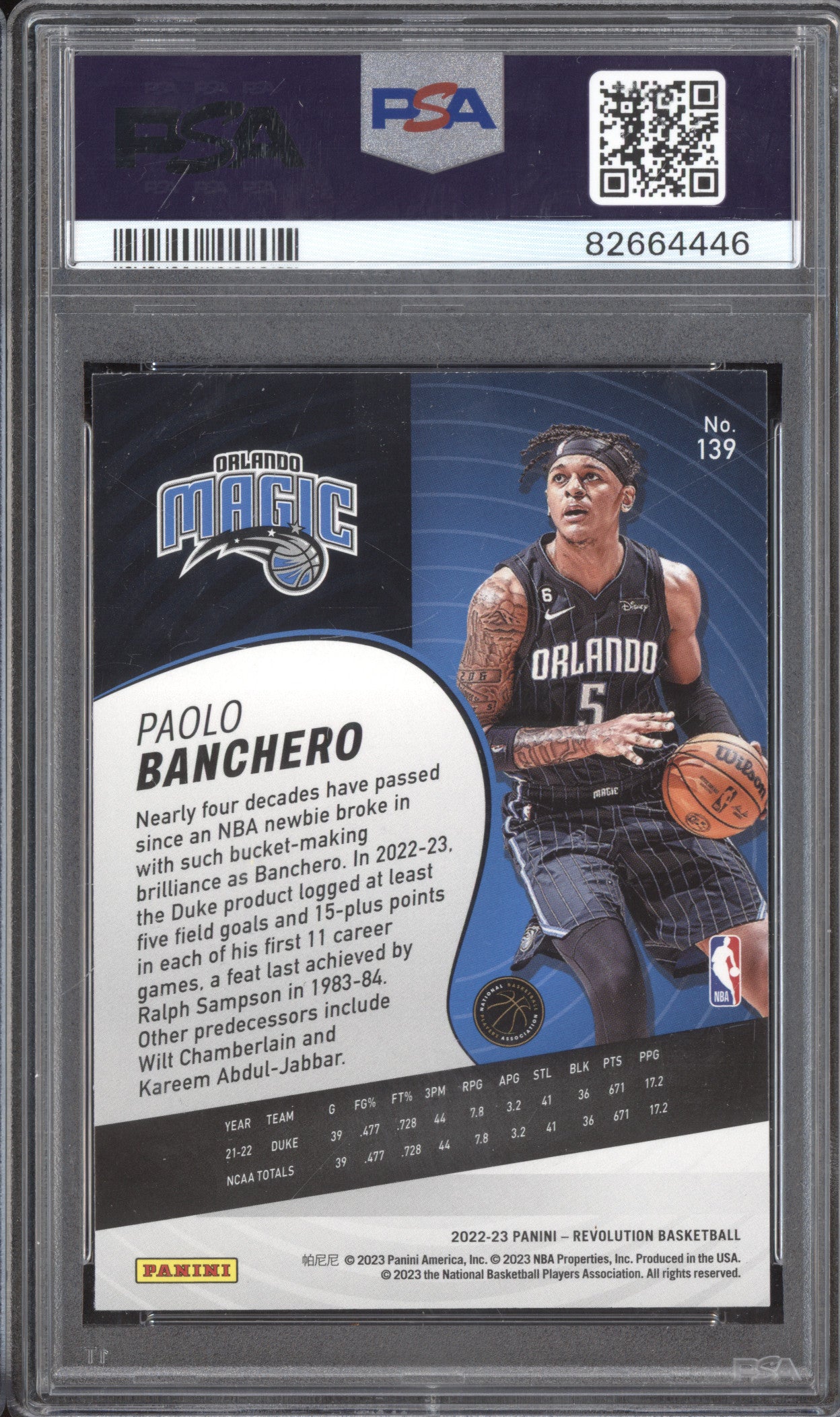 Paolo Banchero 2022-23 Panini Revolution 139 RC PSA 10
