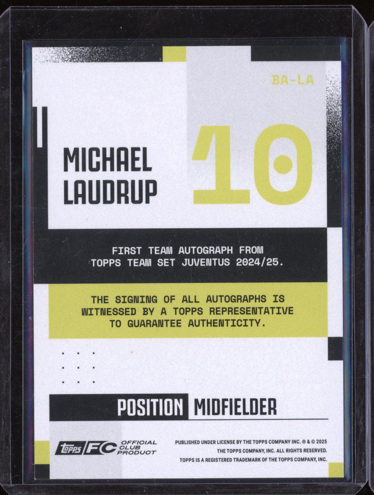 Michael Laudrup 2024-25 Topps Team Set Juventus FC BA-LA Autograph Blue 142/250