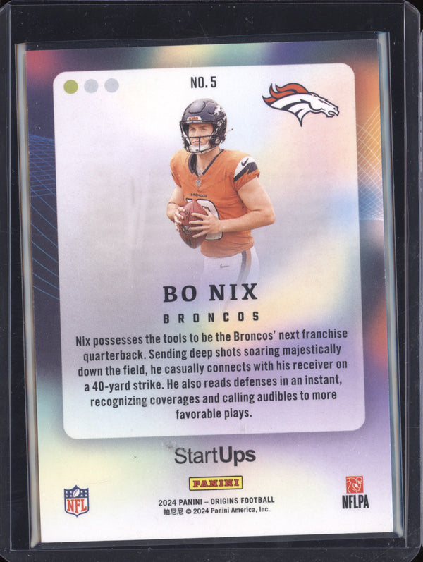 Bo Nix 2024 Panini Origins 5 StartUps RC