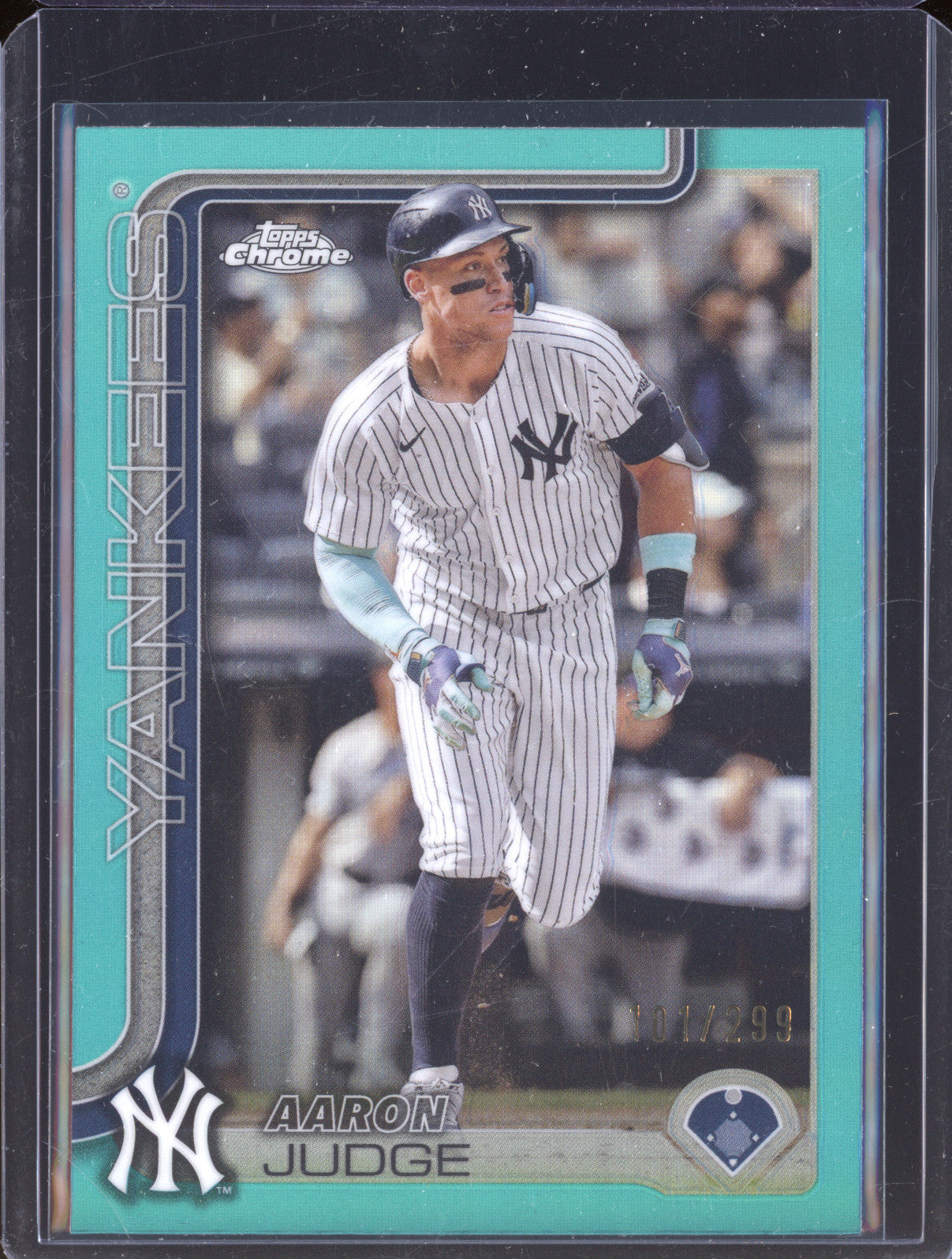 Aaron Judge 2025 Topps Chrome 99 Aqua Refractor 101/299