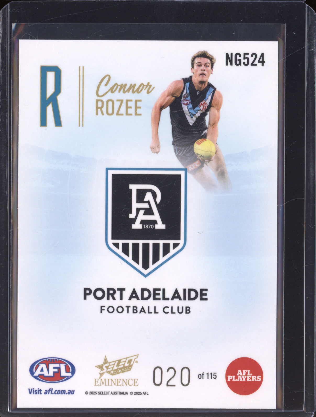 2025 AFL Select Eminence Nameplate NG524 Connor Rozee 020/115