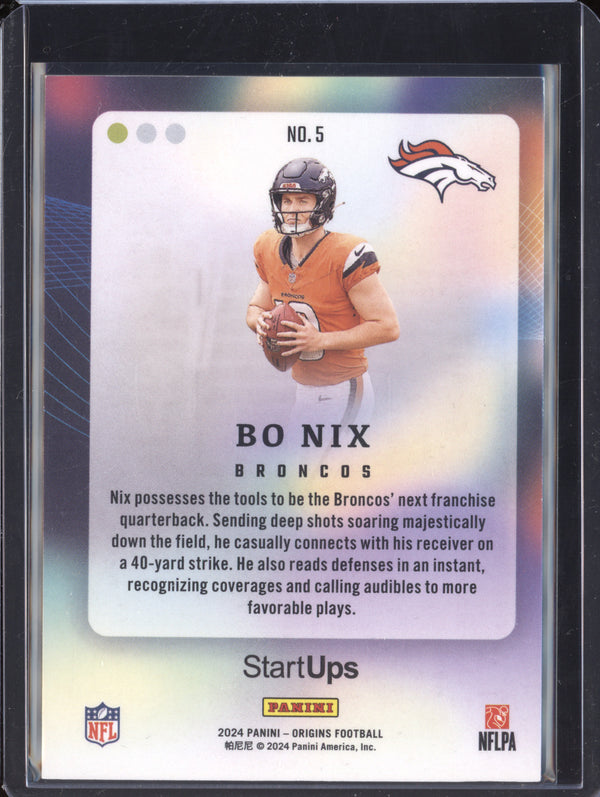 Bo Nix 2024 Panini Origins 5 StartUps RC