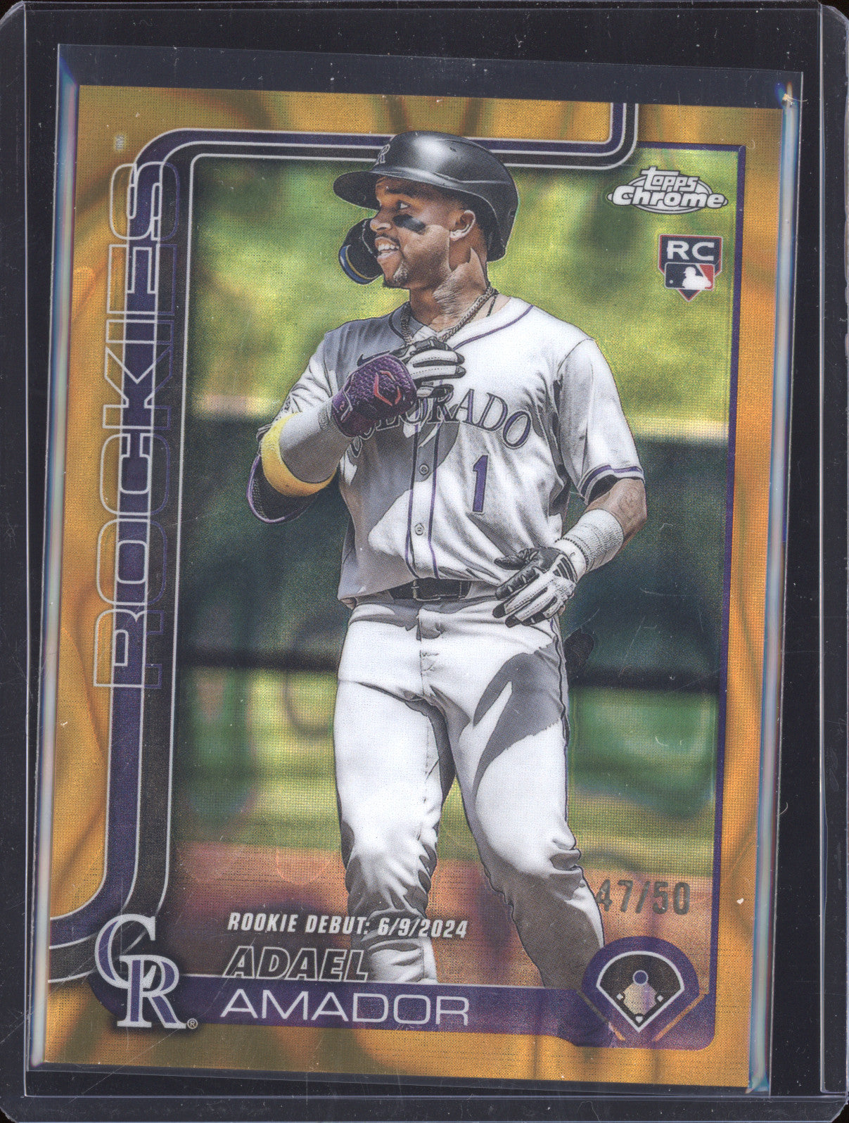 Adael Amador 2025 Topps Chrome Update USC143 Gold Lava Refractor /50