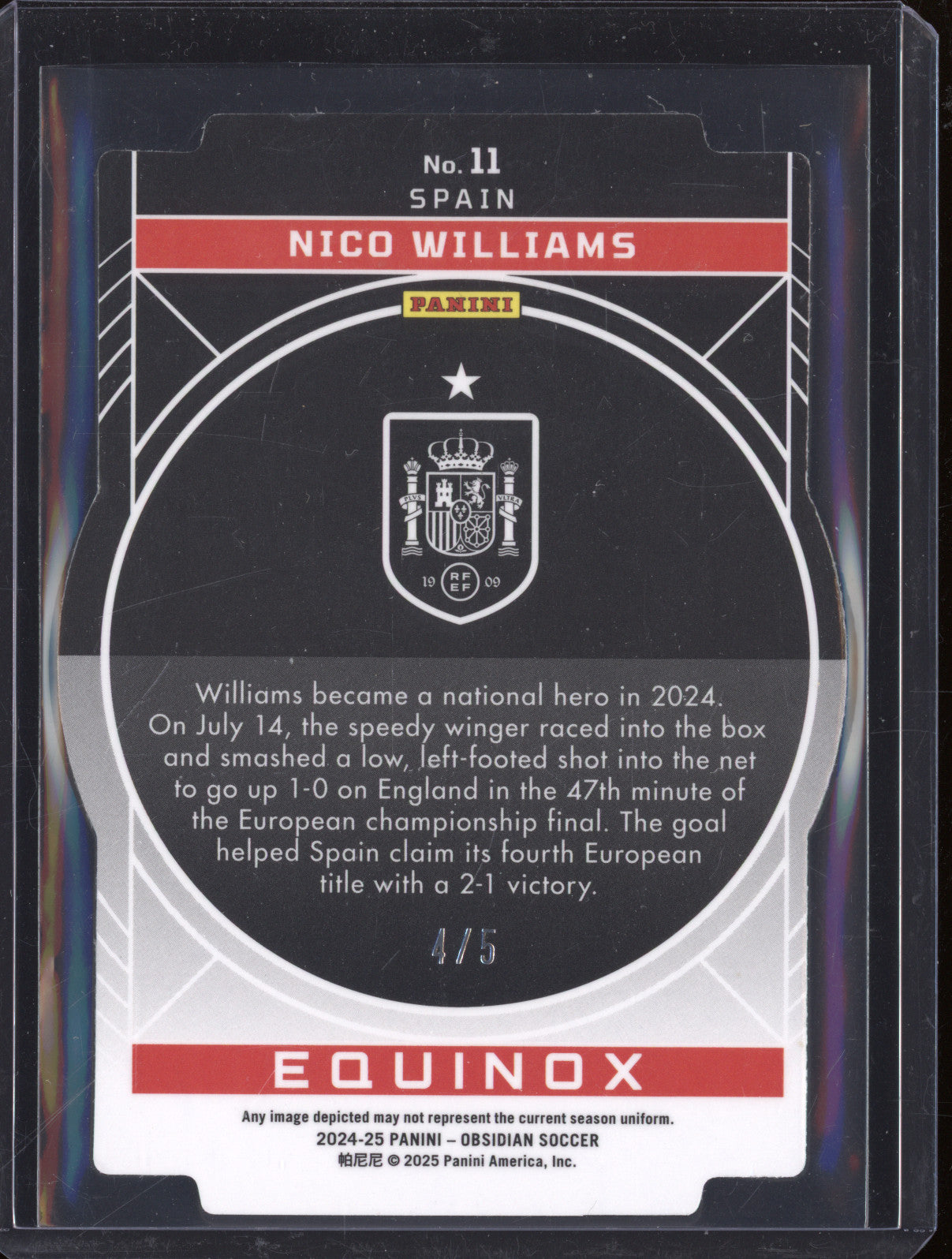 2024-25 Panini Obsidian Soccer 11 Nico Williams Equinox 4/5