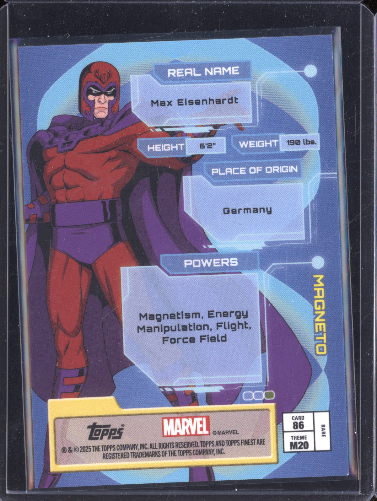 Magneto 2025 Topps Finest X-Men 97 86 Laser Refractor 87/199