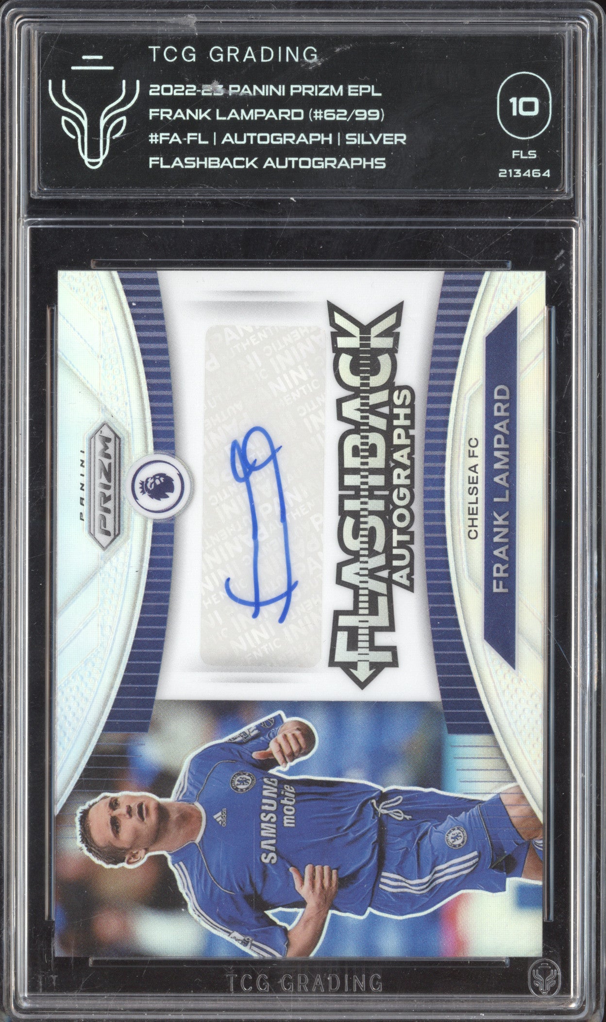 Frank Lampard 2022-23 Panini Prizm FA-FL Flashback Autograph Silver 62/99 TCG 10