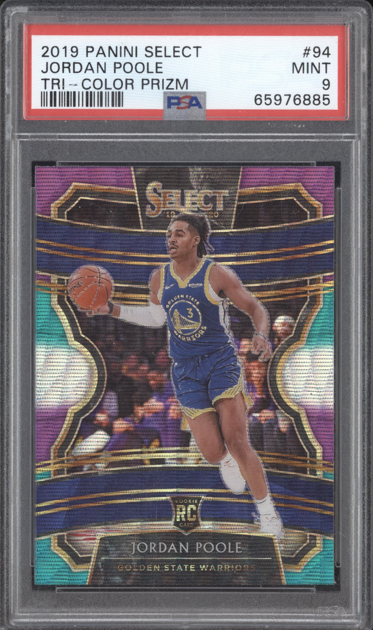 Jordan Poole 2019-20 Panini Select 94 Tri-Color RC PSA 9