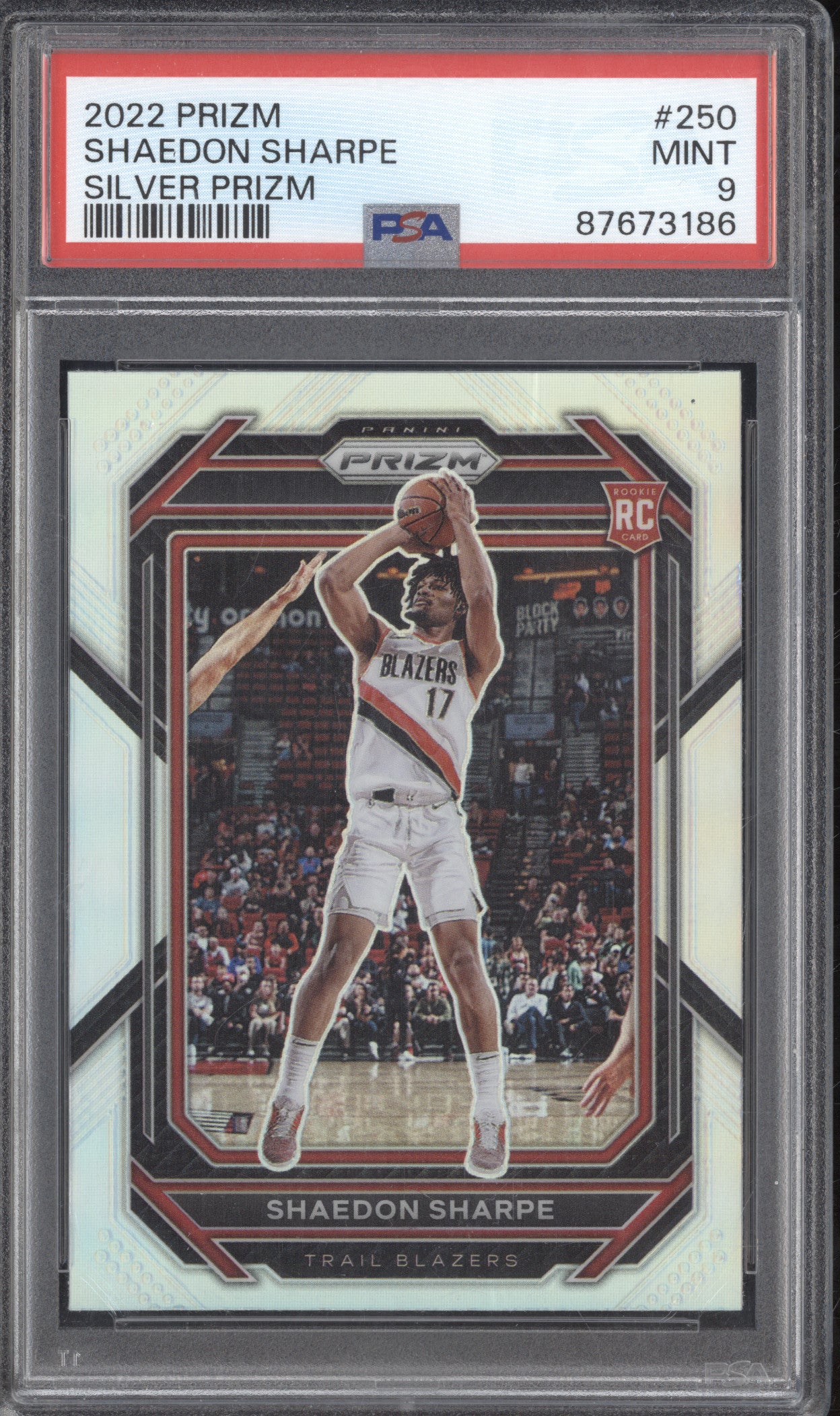 Shaedon Sharpe 2022-23 Panini Prizm 250 Silver RC PSA 9