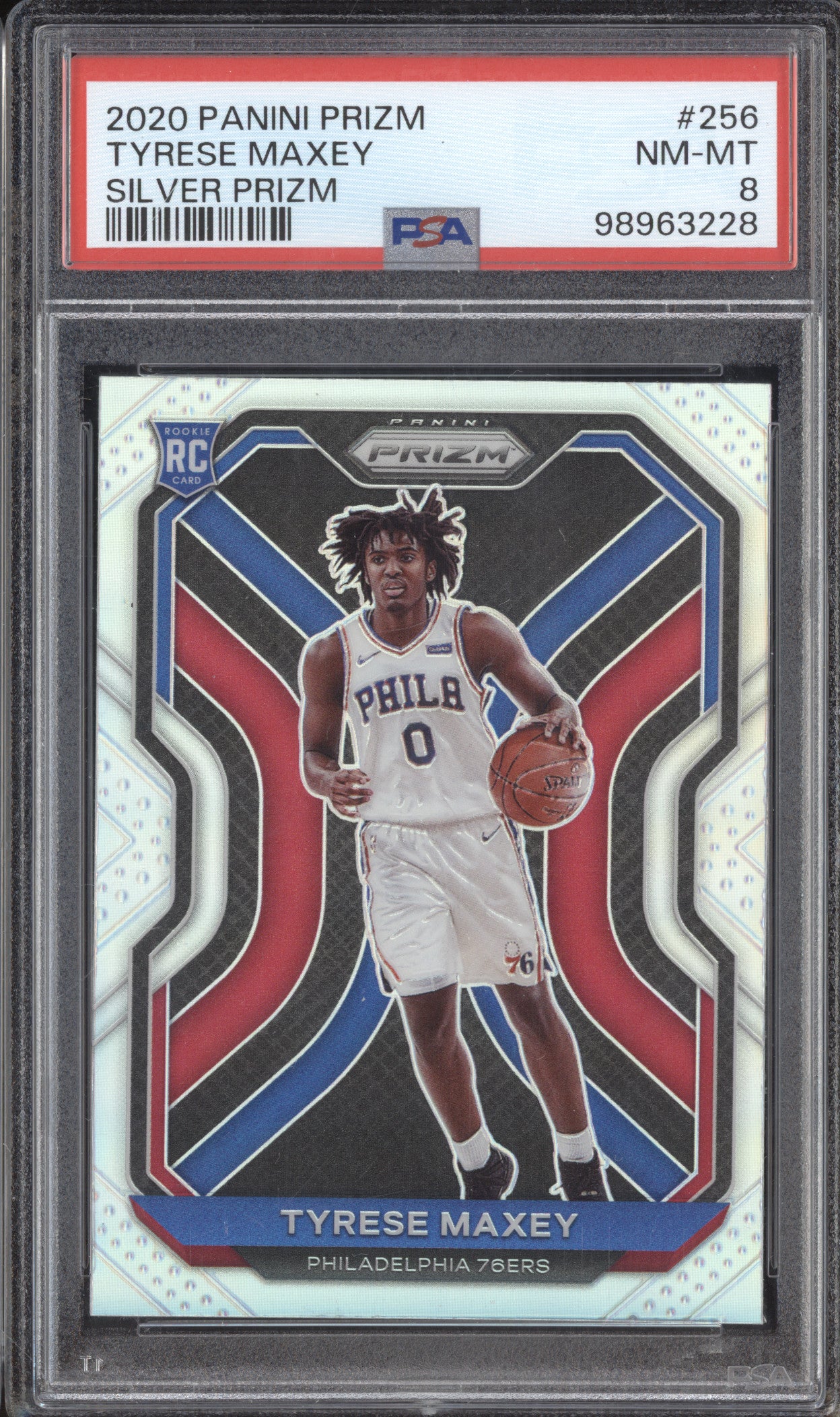 Tyrese Maxey 2020-21 Panini Prizm 256 Silver RC PSA 8
