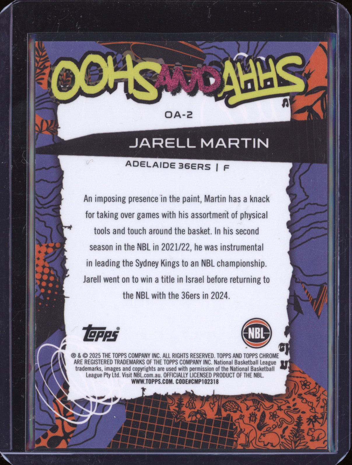 Jarell Martin 2024 Topps Chrome NBL OA-3 Oohs And Ahhs Gold 49/50