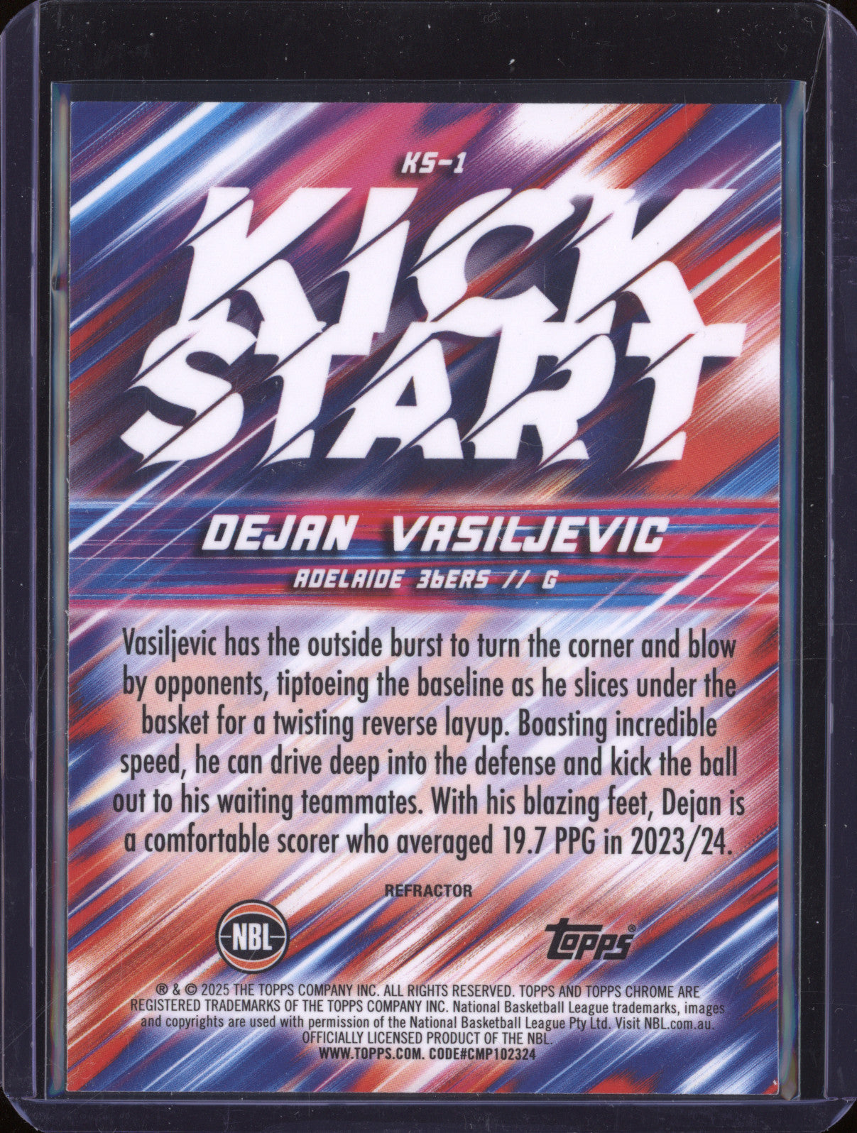 Dejan Vasiljevic 2024 Topps Chrome NBL KS-1 Kick Start Refractors