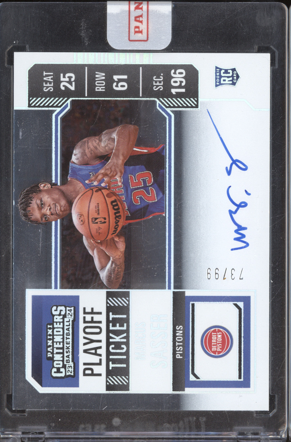 Marcus Sasser 2023-24 Panini Contenders 118 Rookie Playoff Ticket Auto RC 73/99