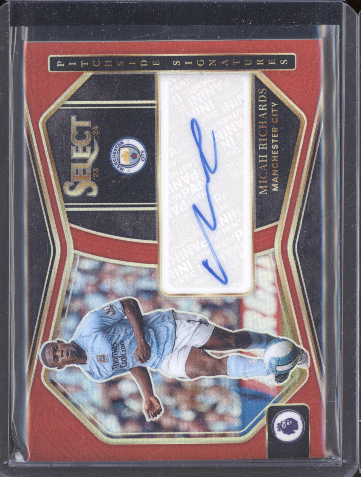 2023-24 Panini Select Premier League PS-MR Micah Richards Pitchside Red Auto