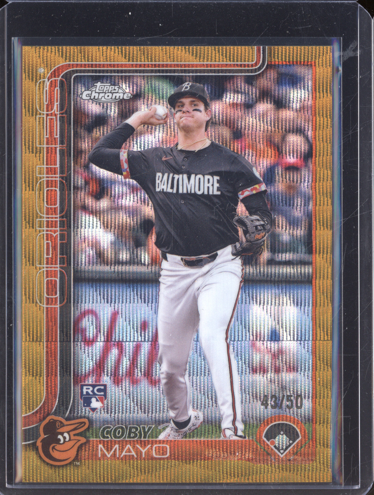 Coby Mayo 2025 Topps Chrome 120 Gold Wave Refractor 43/50