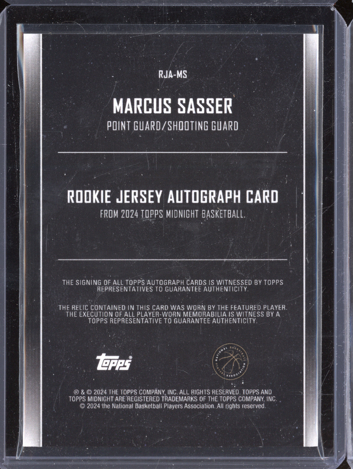 Marcus Sasser 2023-24 Topps Midnight RJA-MS Rookie Jersey Auto Twilight RC /199