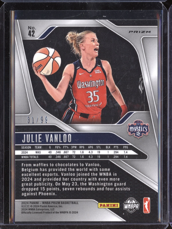 Julie Vanloo 2024 Panini WNBA Prizm 42 Orange RC 31/99