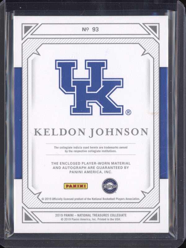 Keldon Johnson 2019 Panini NT Collegiate 93 College Materials Auto RC 78/99