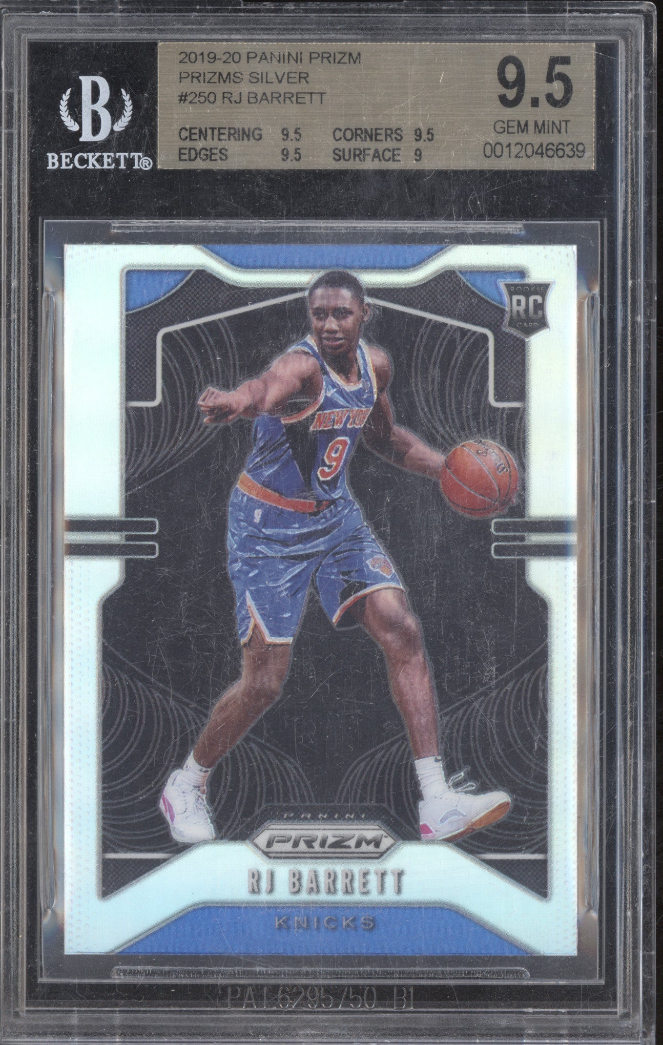 RJ Barrett 2019-20 Panini Prizm 250 Silver RC BGS 9.5